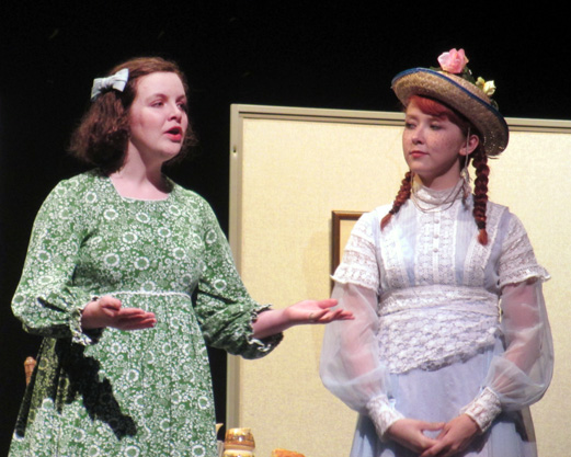 Laura Mock '17 of John Bapst plays Diana Barry, best friend of Anne Shirley, played by Sydney Howard of Bucksport High School, in the Bucksport Community Theatre's musical production of "Anne of Green Gables."